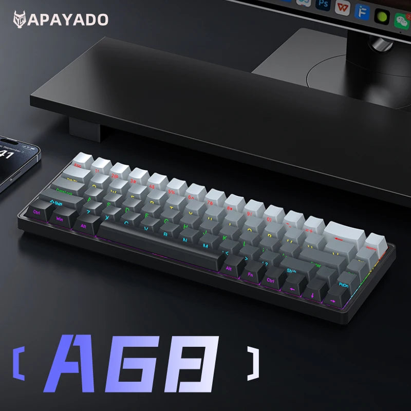 A68 65% Wired Mechanical Gaming Keyboard 68 Keys RGB Hot Swappable USB-C NKRO Compact Keyboard for Gaming Office