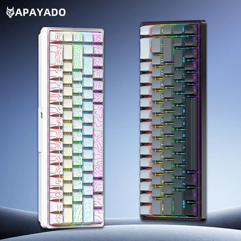 A68 65% Wired Mechanical Gaming Keyboard 68 Keys RGB Hot Swappable USB-C NKRO Compact Keyboard for Gaming Office